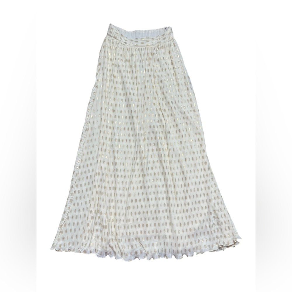 NWT Express+Rachel Zoe Ivory Metallic Gold Dot skirt size small. - Picture 5 of 9